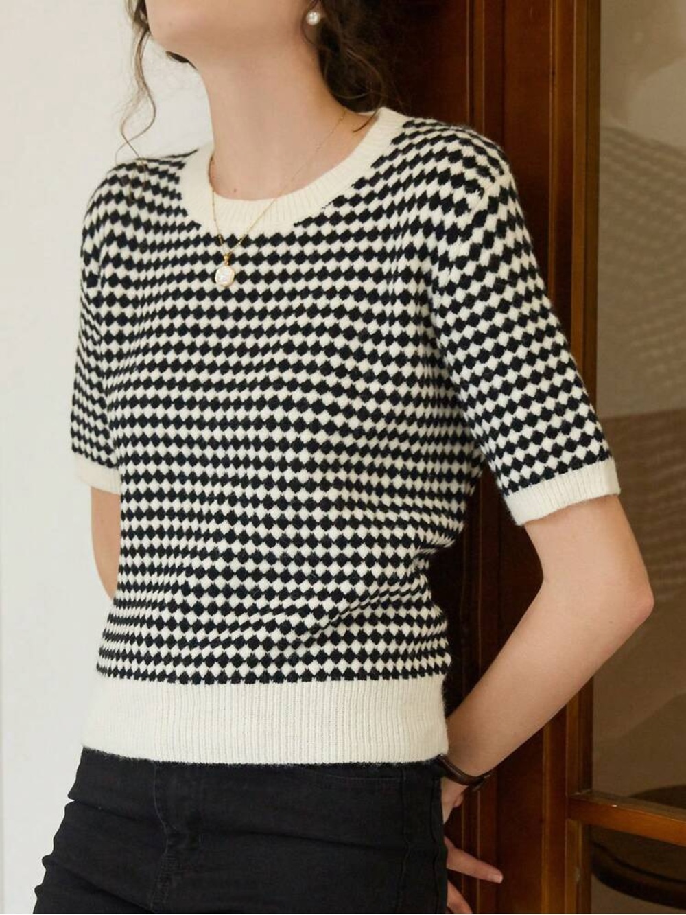 Classic Black & White Knit Top